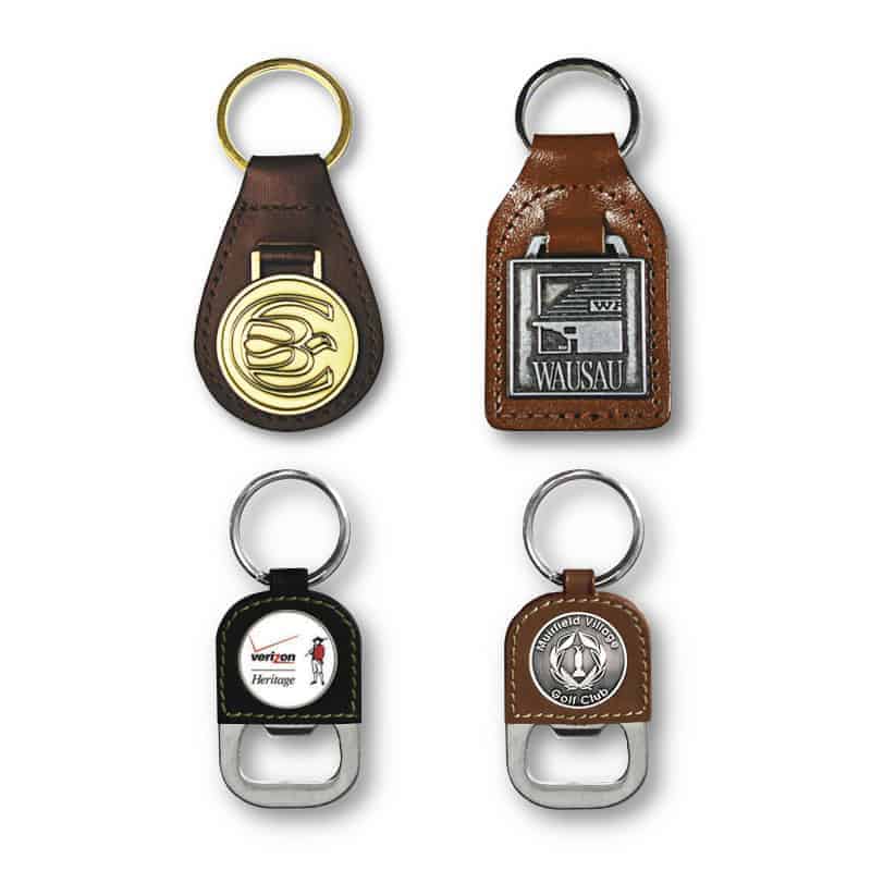 Llaveros personalizados de cuero y metal
